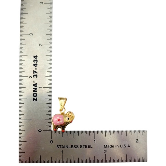 14K Yellow Gold Elephant Charm with Enamel Design #20319 - Picture 7 of 7